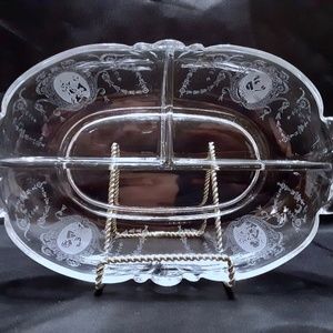 💲SALE💲 Host Pick! Antique Heisey Minuet 11" Oval Handled 3 Part Relish Dish